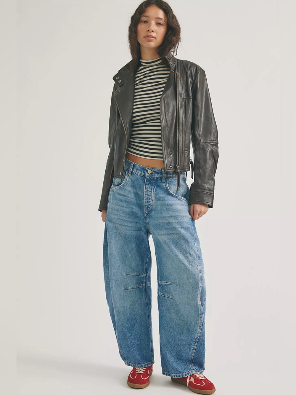 Free People Barrel Jeans Ultra Light Beam 25